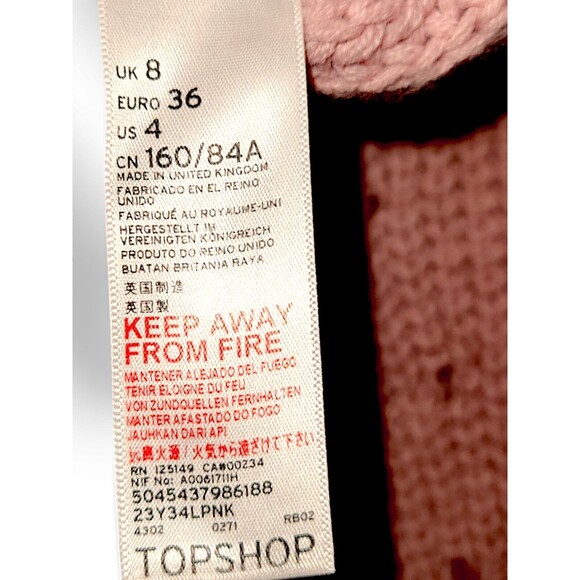 Topshop Bishop Pink Sleeve Sweater Size 4 Chunky Cable Knit And Pleather  Shorts - Picture 7 of 8